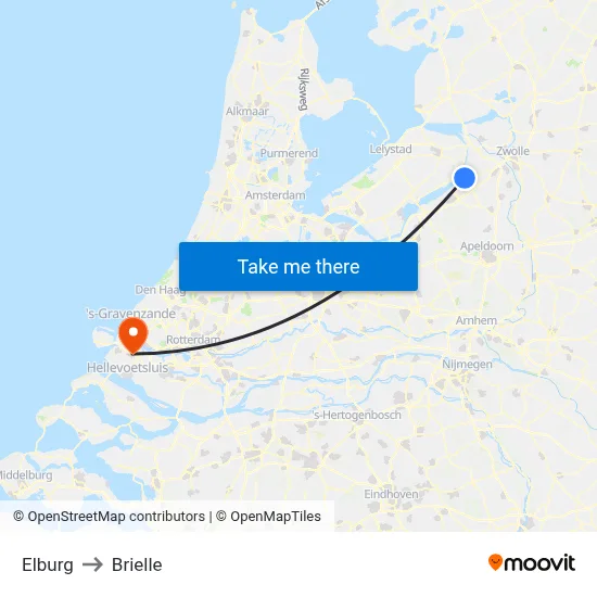 Elburg to Brielle map