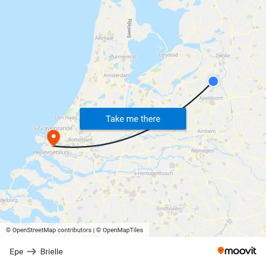 Epe to Brielle map