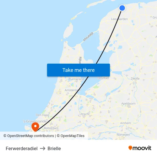 Ferwerderadiel to Brielle map