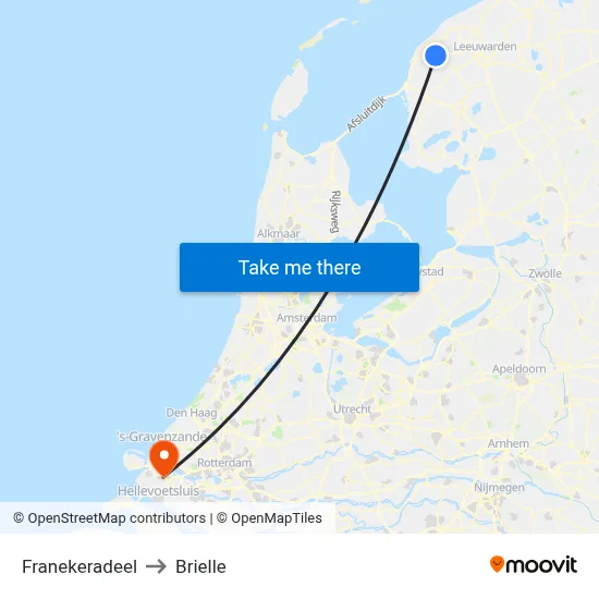 Franekeradeel to Brielle map