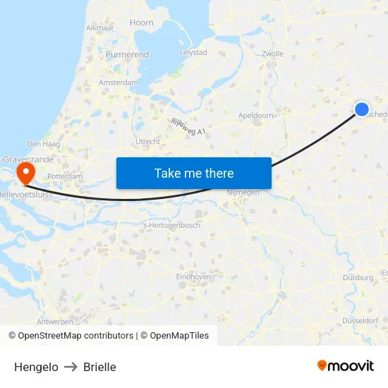 Hengelo to Brielle map