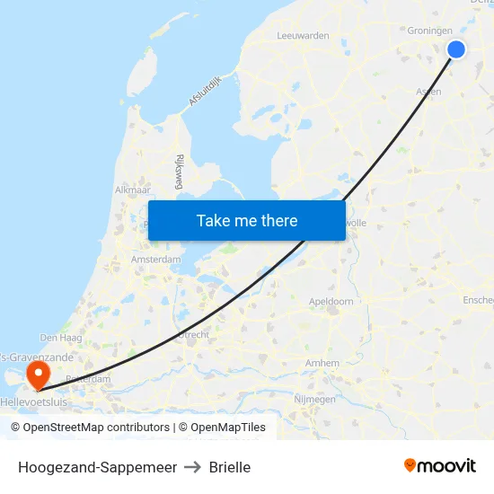 Hoogezand-Sappemeer to Brielle map