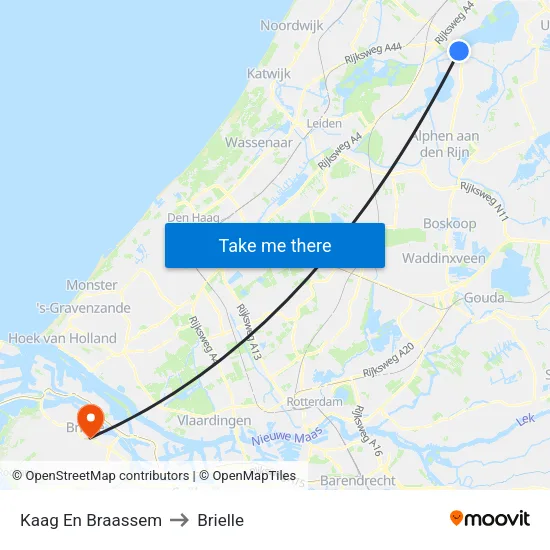 Kaag En Braassem to Brielle map