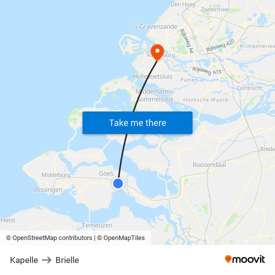 Kapelle to Brielle map