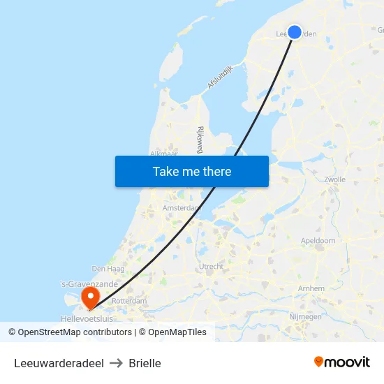 Leeuwarderadeel to Brielle map