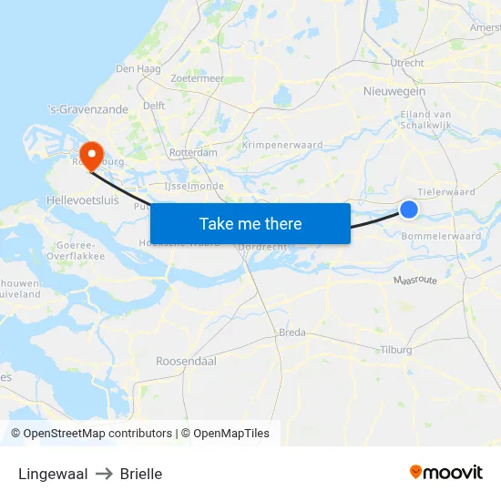 Lingewaal to Brielle map