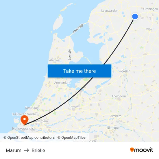 Marum to Brielle map