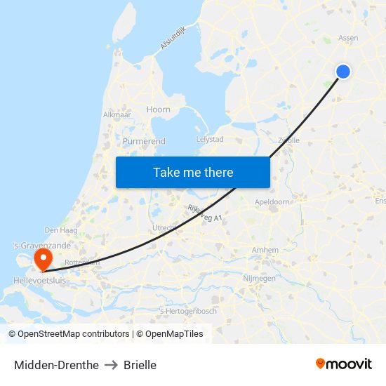 Midden-Drenthe to Brielle map