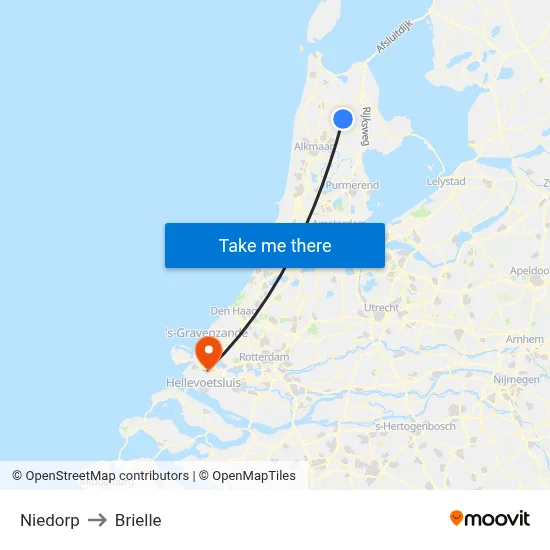 Niedorp to Brielle map