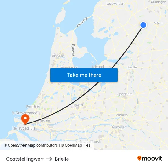 Ooststellingwerf to Brielle map