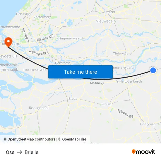 Oss to Brielle map