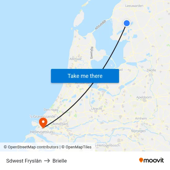 Sdwest Fryslân to Brielle map