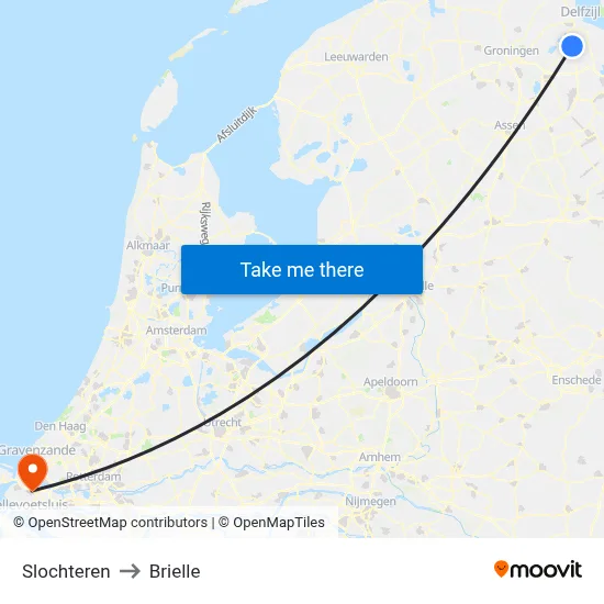 Slochteren to Brielle map