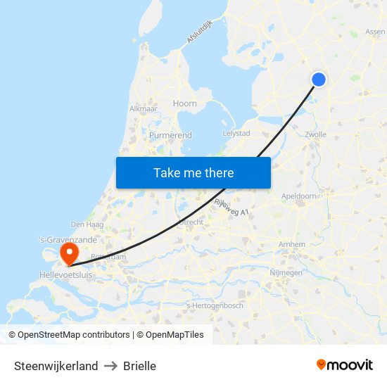 Steenwijkerland to Brielle map