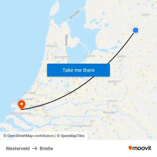 Westerveld to Brielle map