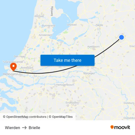 Wierden to Brielle map