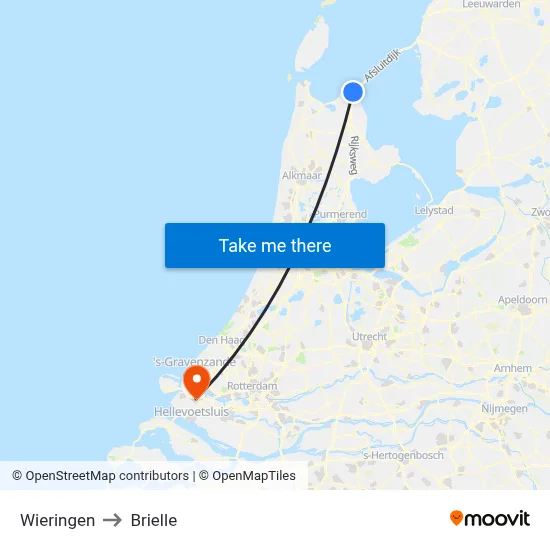 Wieringen to Brielle map