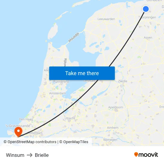 Winsum to Brielle map
