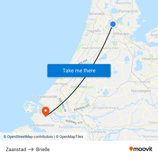 Zaanstad to Brielle map