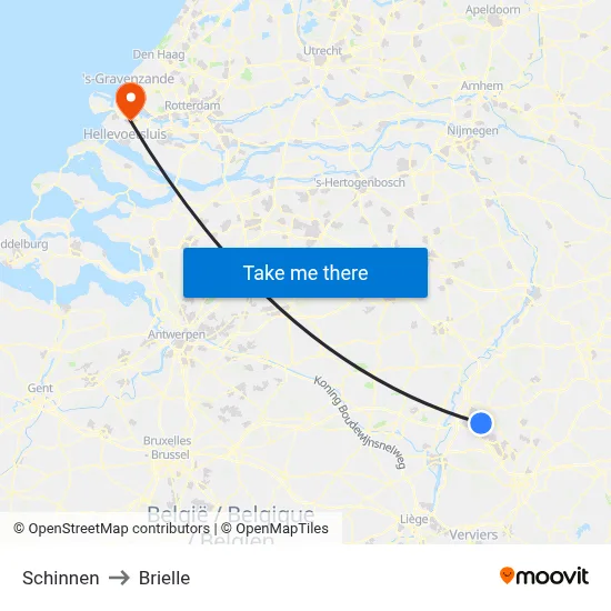 Schinnen to Brielle map