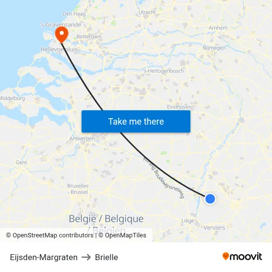 Eijsden-Margraten to Brielle map