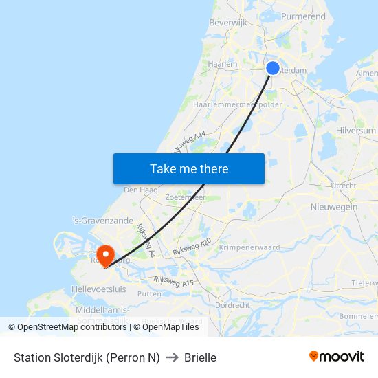 Station Sloterdijk (Perron N) to Brielle map