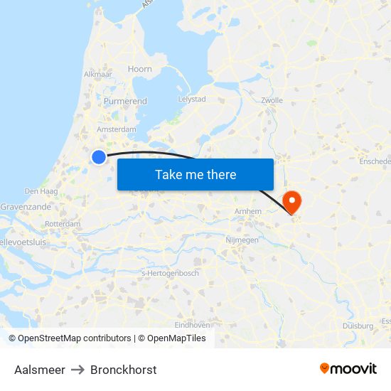 Aalsmeer to Bronckhorst map
