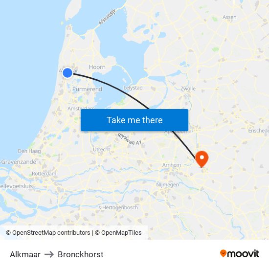 Alkmaar to Bronckhorst map