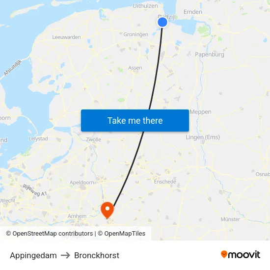 Appingedam to Bronckhorst map