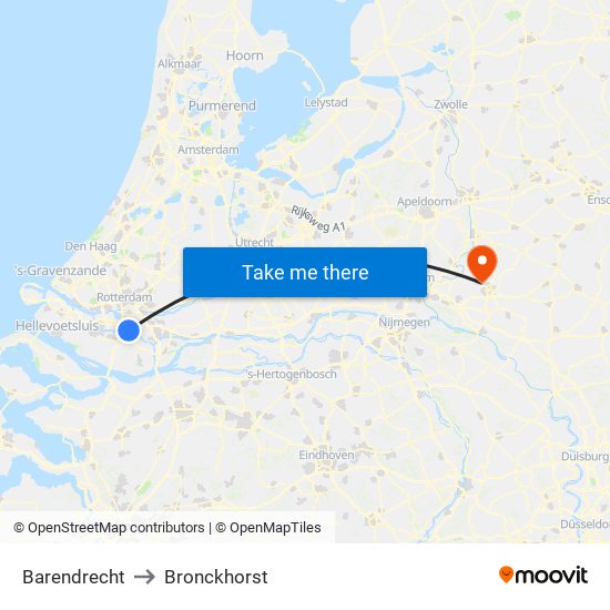 Barendrecht to Bronckhorst map