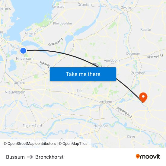 Bussum to Bronckhorst map