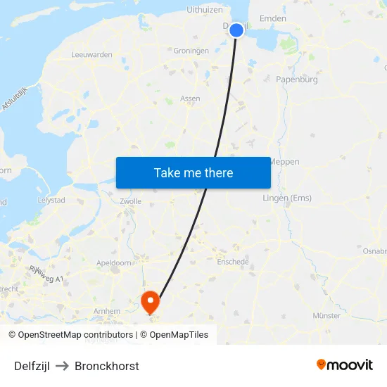 Delfzijl to Bronckhorst map