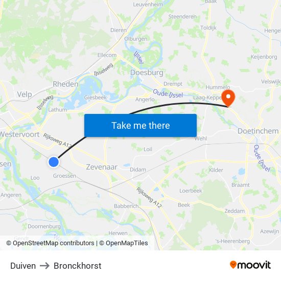 Duiven to Bronckhorst map