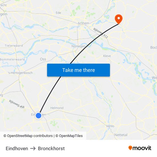 Eindhoven to Bronckhorst map