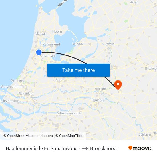 Haarlemmerliede En Spaarnwoude to Bronckhorst map