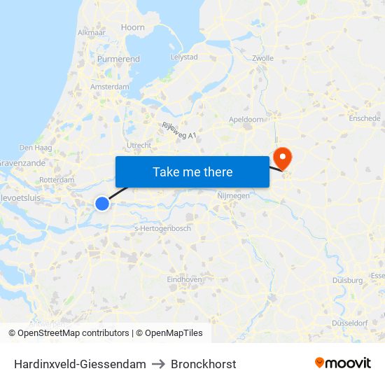 Hardinxveld-Giessendam to Bronckhorst map