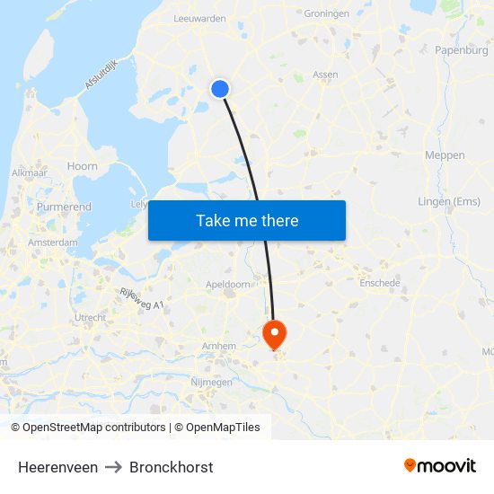 Heerenveen to Bronckhorst map