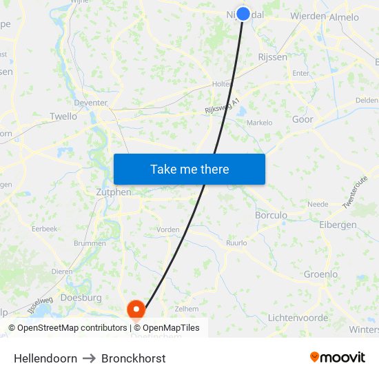 Hellendoorn to Bronckhorst map