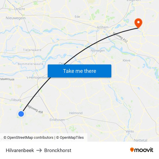 Hilvarenbeek to Bronckhorst map