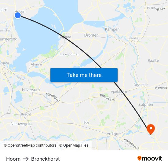 Hoorn to Bronckhorst map