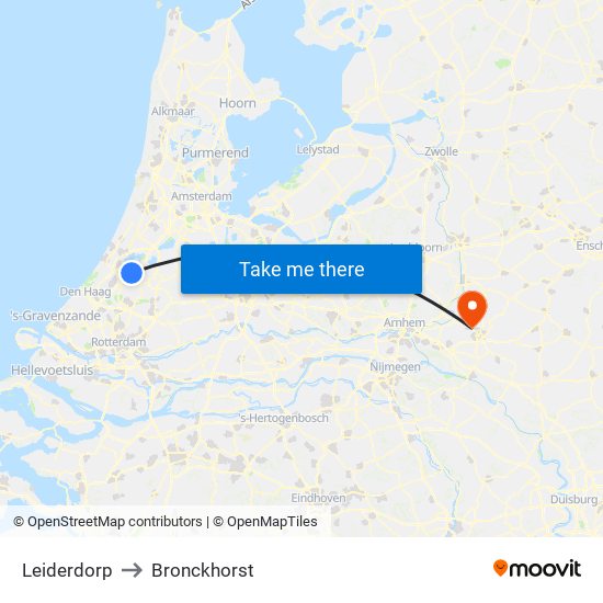 Leiderdorp to Bronckhorst map