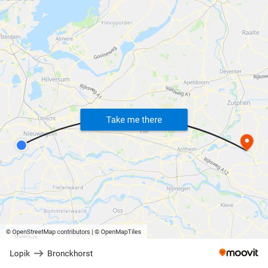 Lopik to Bronckhorst map