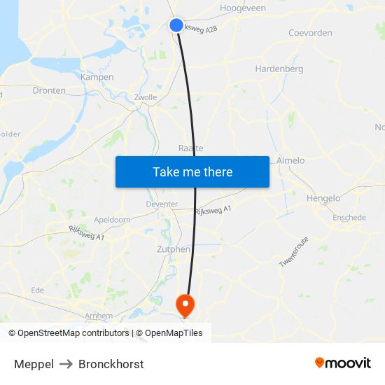 Meppel to Bronckhorst map