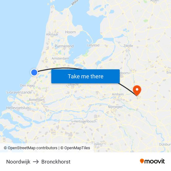 Noordwijk to Bronckhorst map