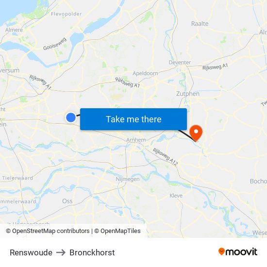 Renswoude to Bronckhorst map