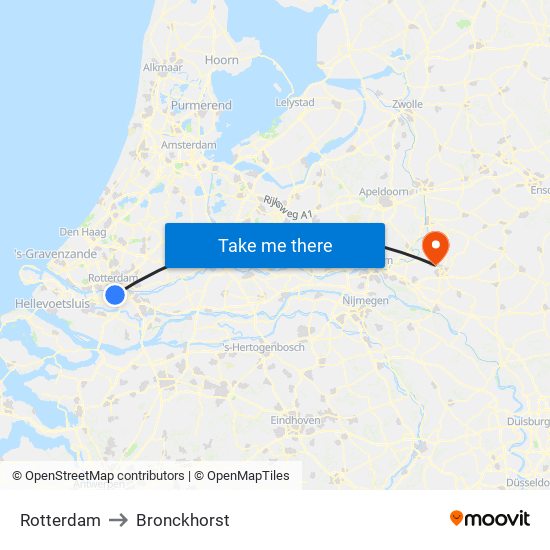 Rotterdam to Bronckhorst map