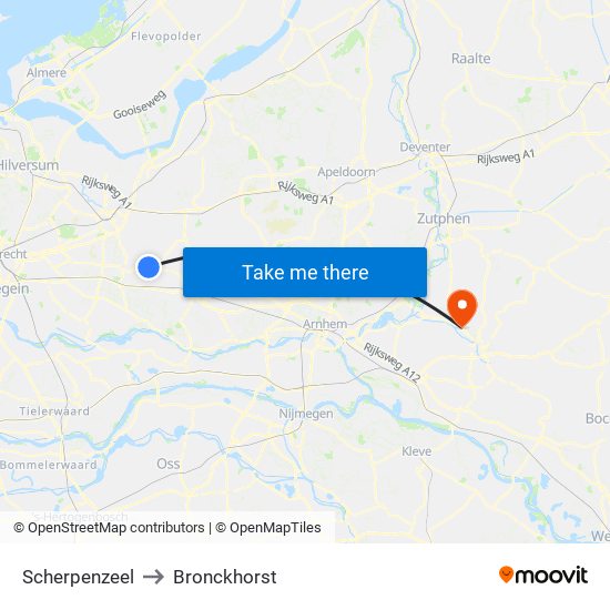 Scherpenzeel to Bronckhorst map