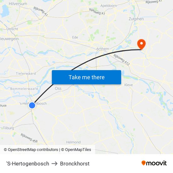 'S-Hertogenbosch to Bronckhorst map