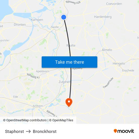 Staphorst to Bronckhorst map