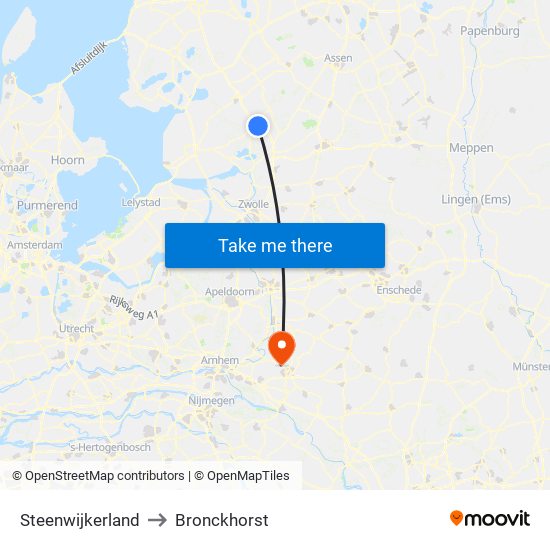 Steenwijkerland to Bronckhorst map